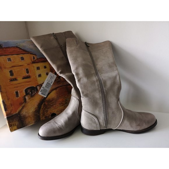 Bella Vita Suede Mid Calf Boots taupe 10 - Picture 10 of 15